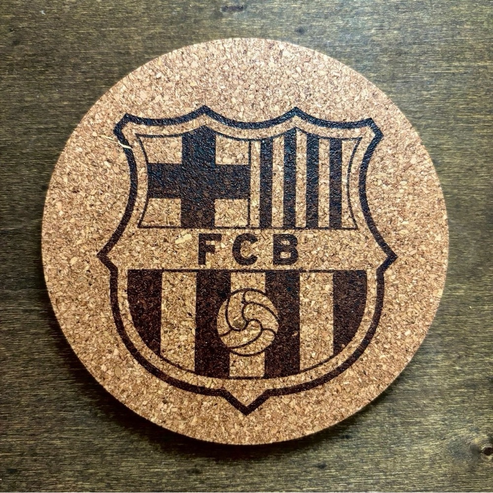 Barcelona Logo Laser Engraved Cork Coaster